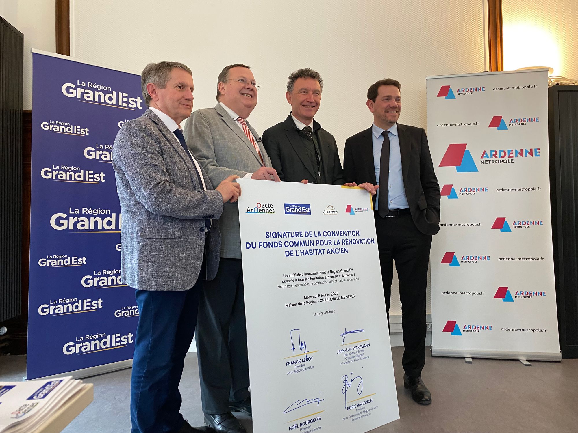 Signature de de la convention de Fonds commun entre la Région Grand Est, Ardenne Métropole et le département des Ardennes.